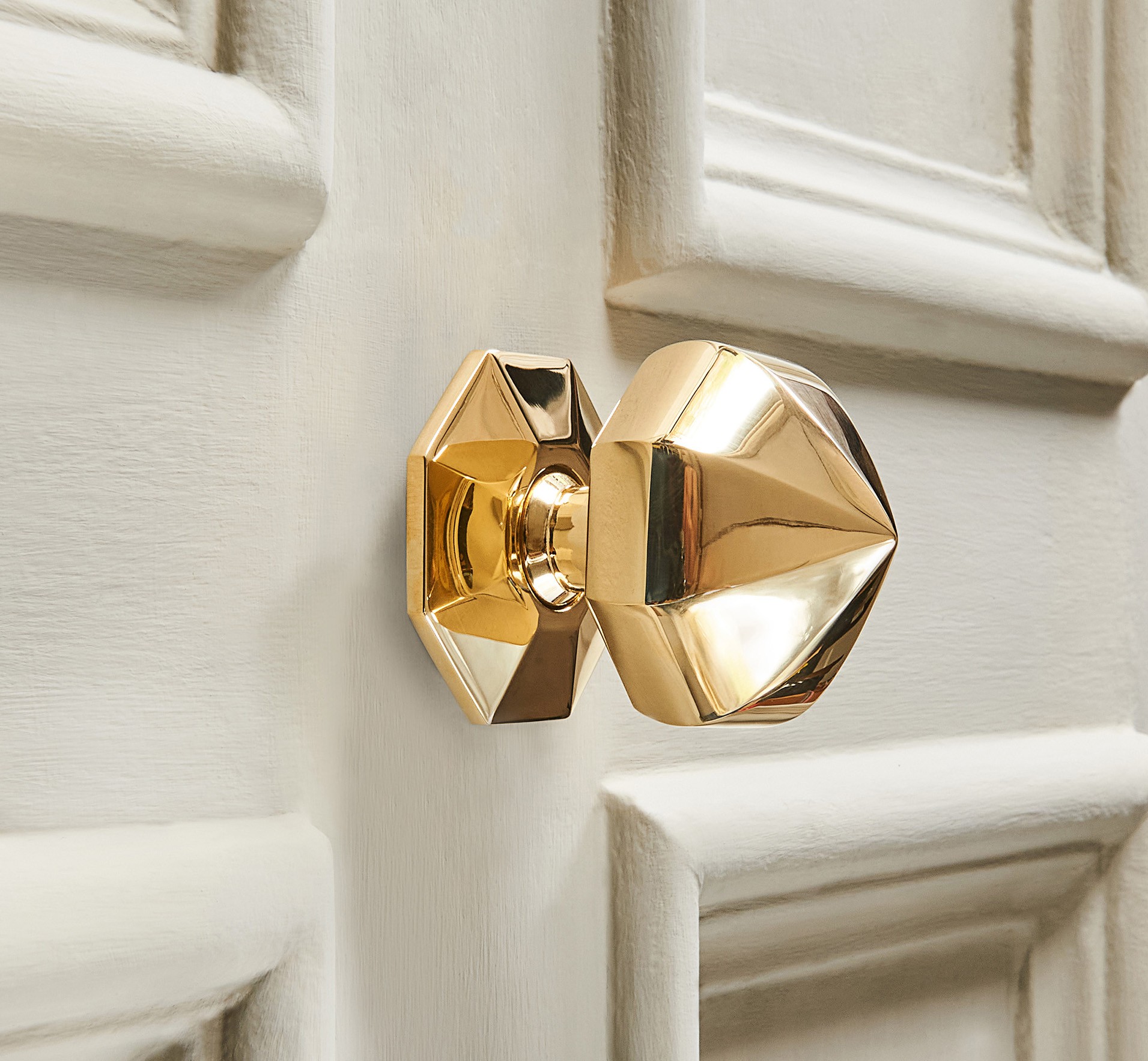 pointed octagonal door pull polished brass