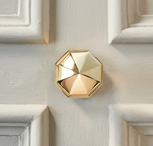 pointed octagonal door pull polished brass