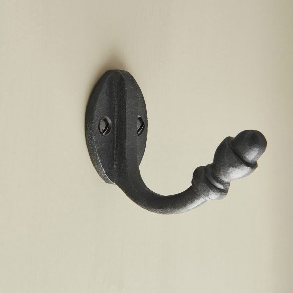 forged coat hook black waxed