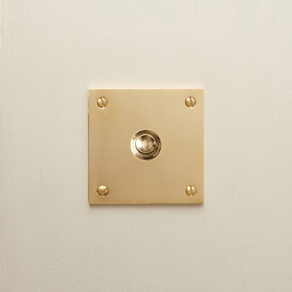 square bell push polished brass