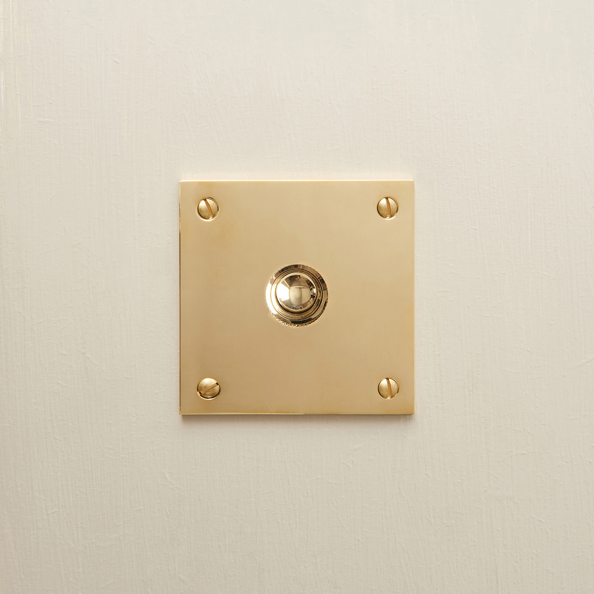 square bell push polished brass