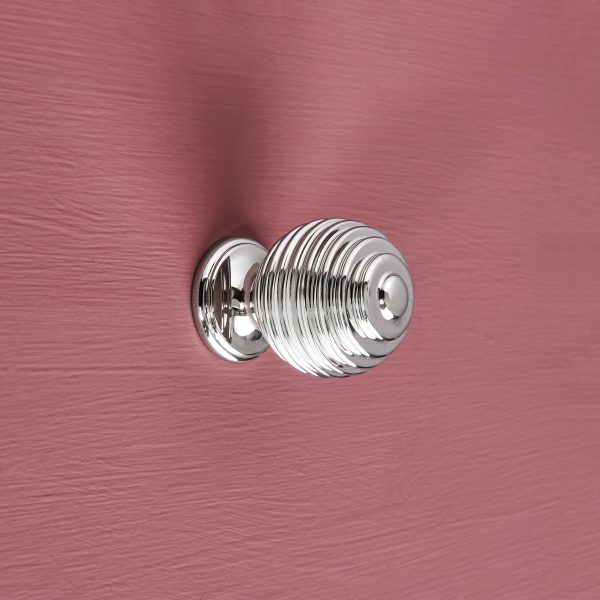 reeded cabinet knob polished nickel