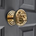 lions head door pull polished brass