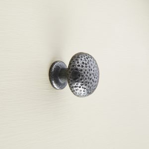 pin hammered cabinet knob patine