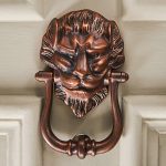 large lions head door knocker autumn bronze