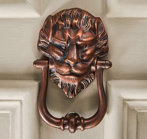 large lions head door knocker autumn bronze