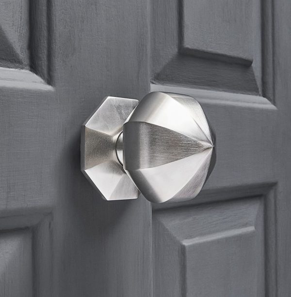 pointed octagonal door pull satin nickel