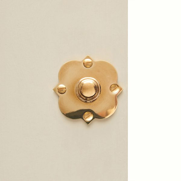 quatrefoil bell push polished brass