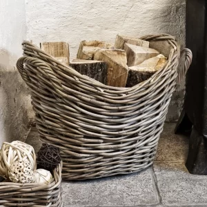 wicker log basket lined