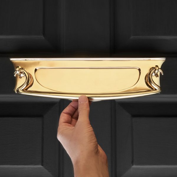 Art Deco Letterplate With Clapper - Polished Brass - Image 2