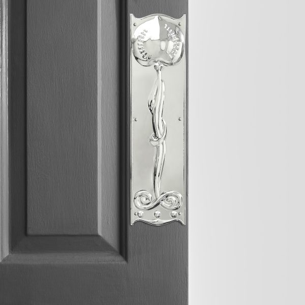 Art Nouveau Fingerplate- Polished Nickel - Image 2