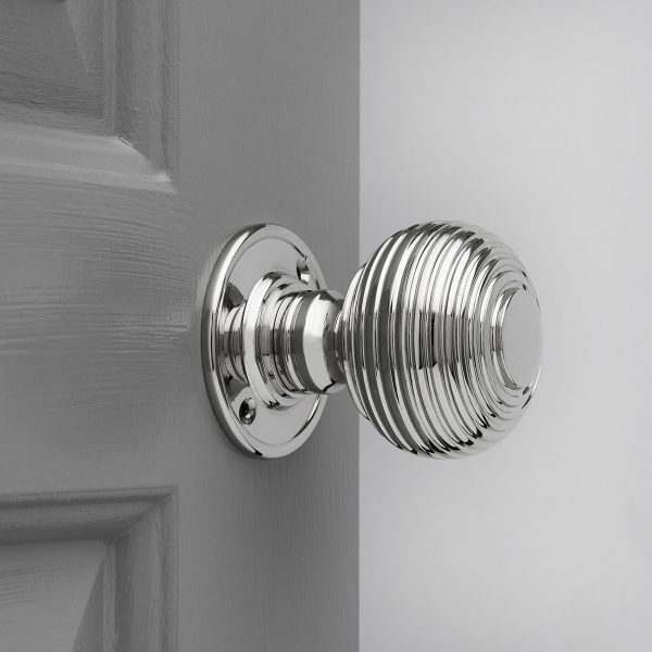 Beehive Large Door Knobs (Pair) - Nickel