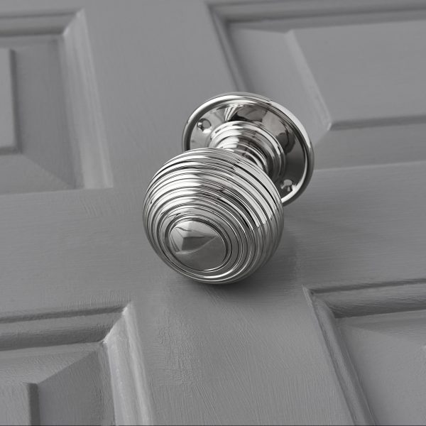 Beehive Large Door Knobs (Pair) - Nickel - Image 3