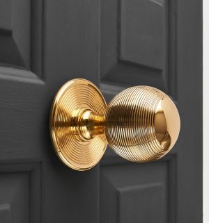 Beehive Large Door Pull - Polished Brass
