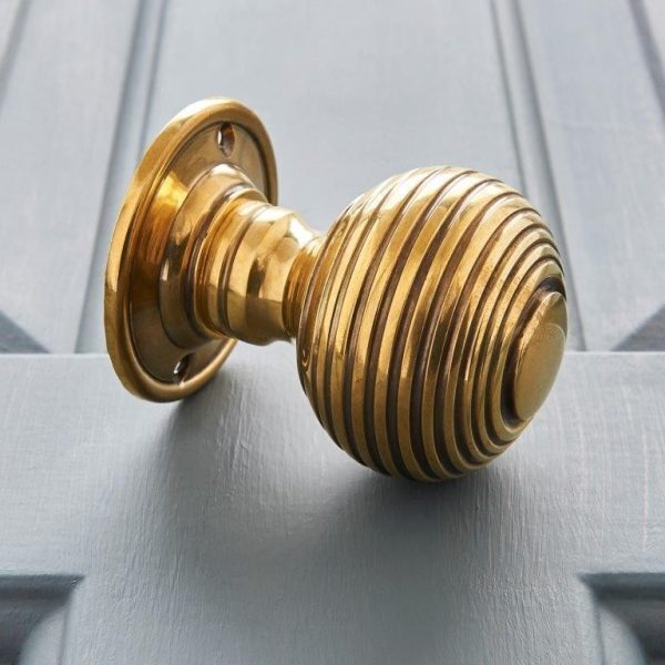 Beehive Large Door Knobs (Pair) - Brass - Image 2