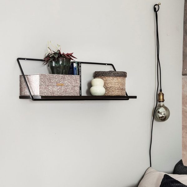 Black Metal & Wood Shelf
