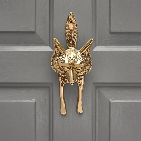 Fox Door Knocker - Polished Brass - Image 2