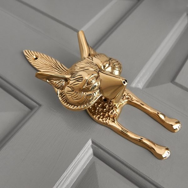Fox Door Knocker - Polished Brass - Image 3