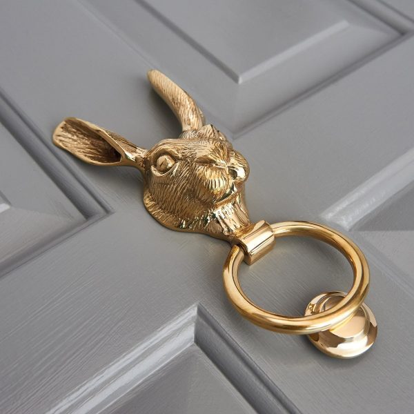 Hare Door Knocker - Polished Brass - Image 4