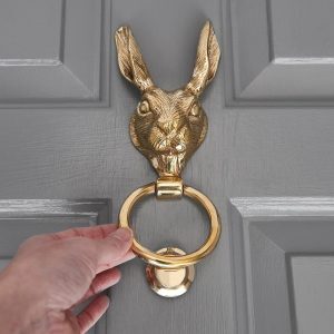 Hare Door Knocker - Polished Brass