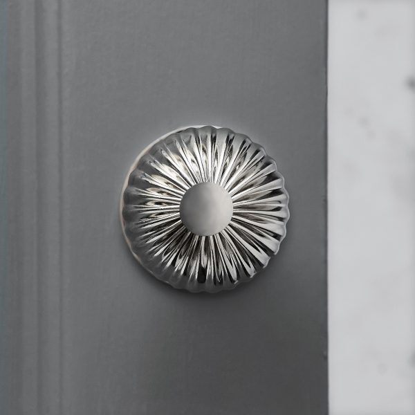 Flower Door Knobs (Pair) - Polished Nickel - Image 2