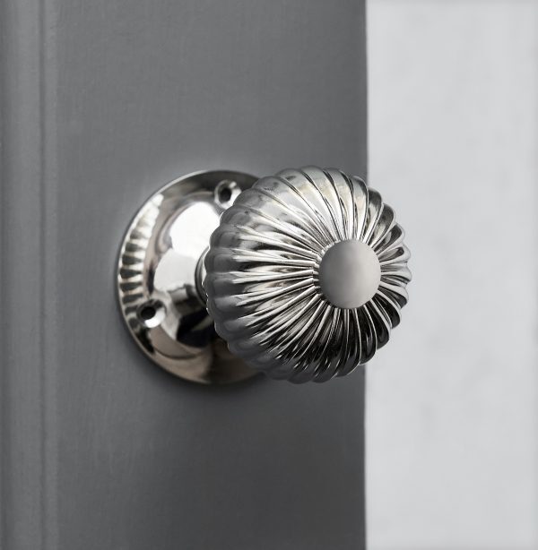 Flower Door Knobs (Pair) - Polished Nickel