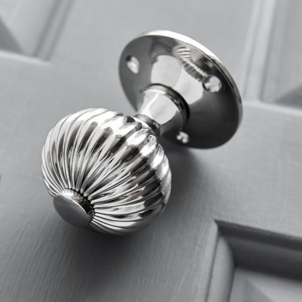 Flower Door Knobs (Pair) - Polished Nickel - Image 3