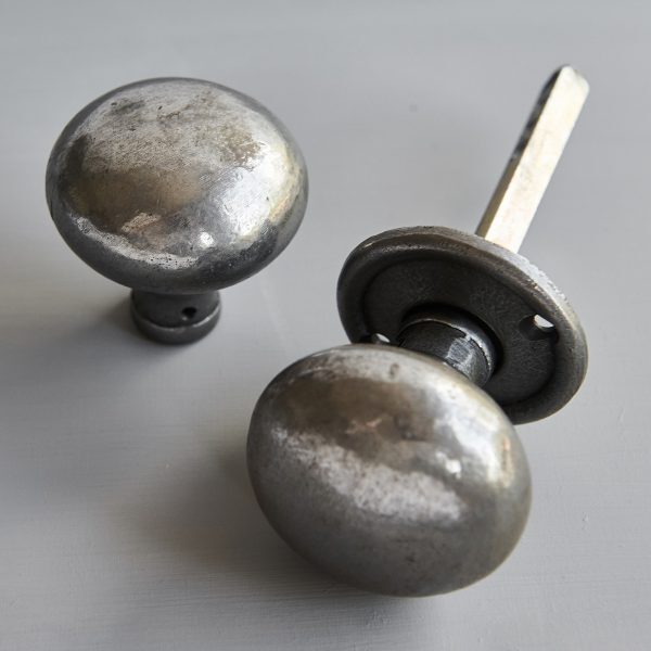 Cottage Bun Door Knobs (Pair) - Antique Iron - Image 3