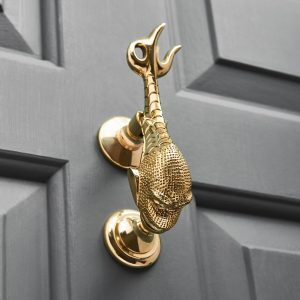 Fish Door Knocker - Polished Brass