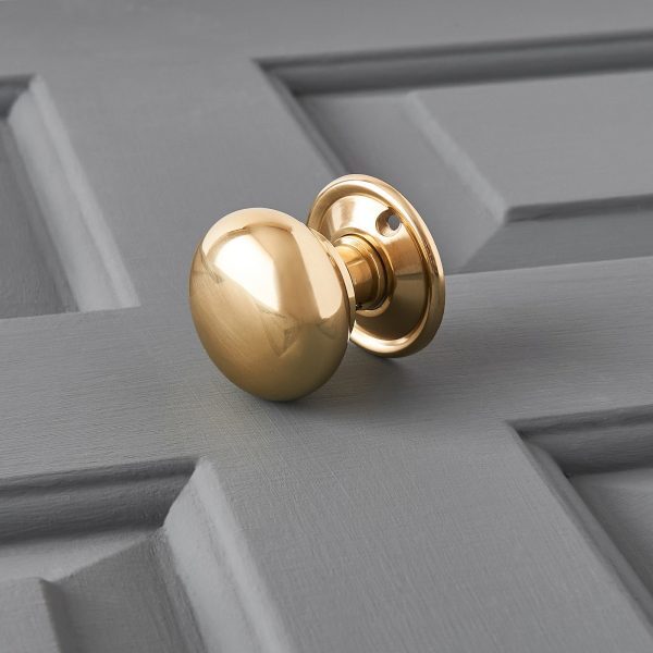 Cottage Door Knobs (Pair) - Brass - Image 3