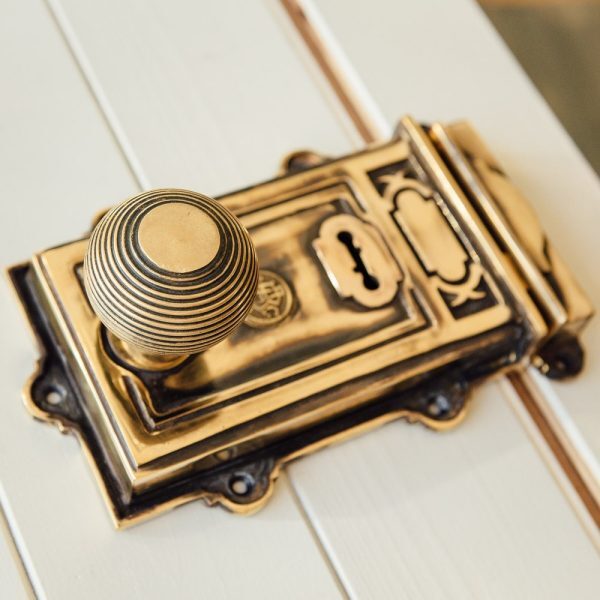 Large Victorian Style Rim Lock - Brass - Image 3
