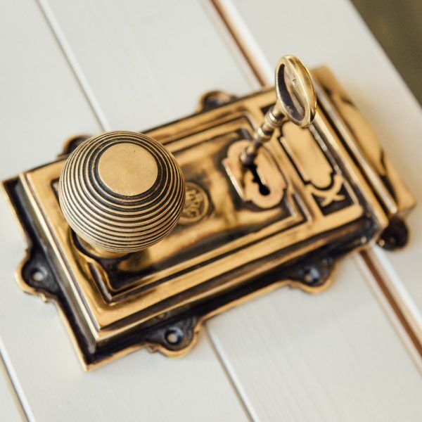 Large Victorian Style Rim Lock - Brass - Image 2