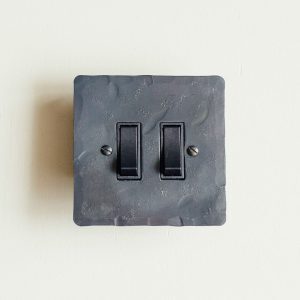 2 Gang 2 Way Rocker Switch - Black Waxed