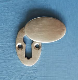 Oval Covered 'Braemar' Escutcheon - Satin Nickel