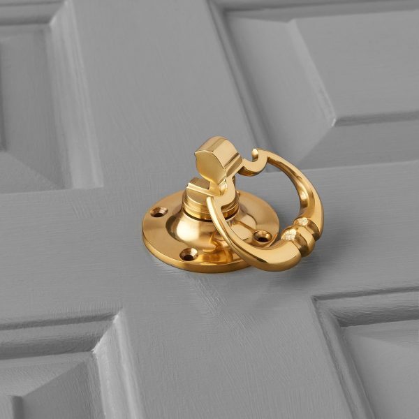 Dutch Drop Ring Door Handles (Pair) - Brass - Image 2