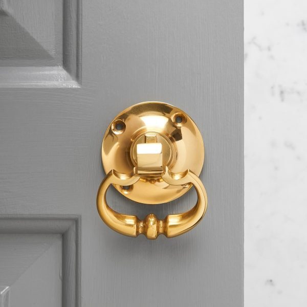 Dutch Drop Ring Door Handles (Pair) - Brass - Image 3