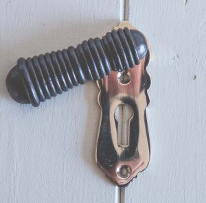 Bishop Escutcheon in Ebonised Wood - Nickel save 50%