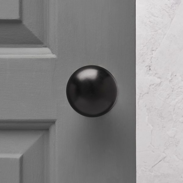 Ebony Bun Door Knobs (Pair) - Aged Brass Collar & Rose - Image 2