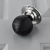 Ebony Wood Beehive Door Knobs (Pair) - Chrome Collar & Rose - Image 3