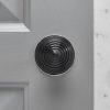 Ebony Wood Beehive Door Knobs (Pair) - Chrome Collar & Rose - Image 2