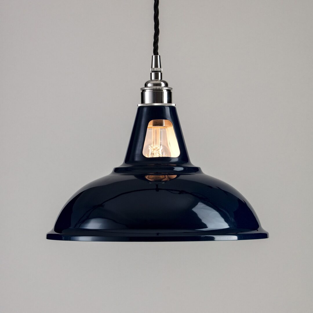 Blue industrial outlet pendant light