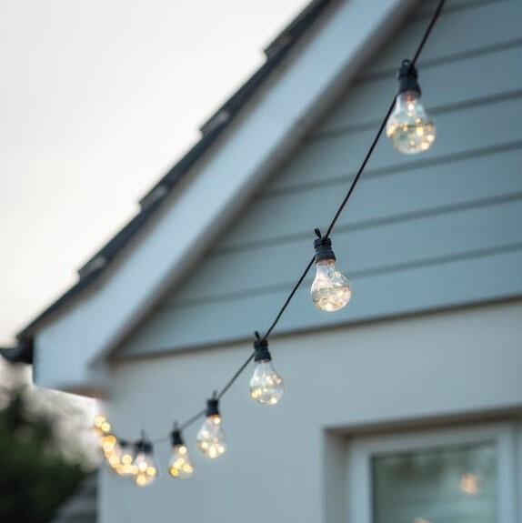 Solar powered festoon shop lights outdoor