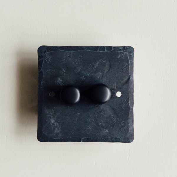 2 Gang Dimmer Switch - Black Waxed