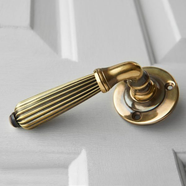 Reeded Lever Handle (Pair) - Aged Brass - Image 2