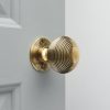 Beehive Mortice/Rim Door Knobs (Pair) - Aged Brass