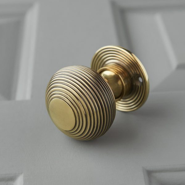 Beehive Mortice/Rim Door Knobs (Pair) - Aged Brass - Image 2