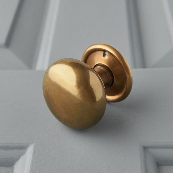 Cottage Bun Door Knobs (Pair) - Antique Brass - Image 3
