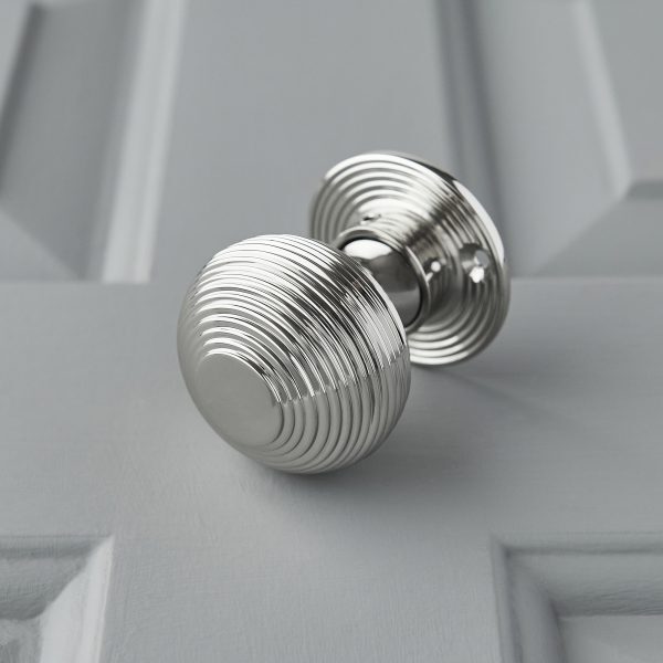 Beehive Mortice/Rim Door Knobs (Pair) - Nickel - Image 3