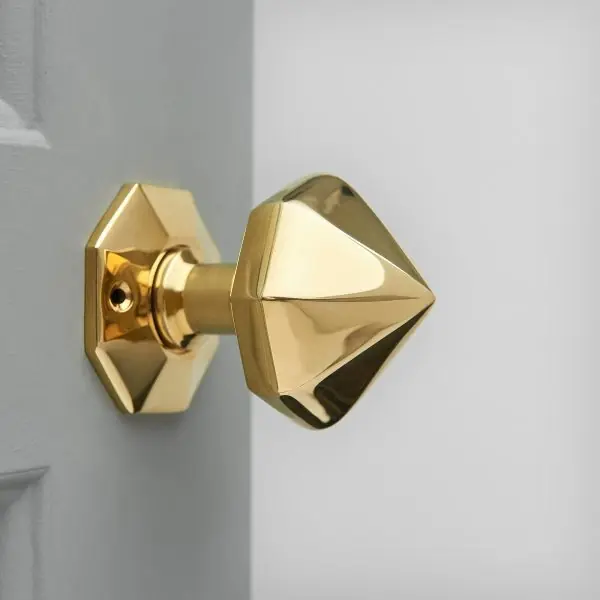 Pointed Octagonal Door Knobs (Pair) - Brass