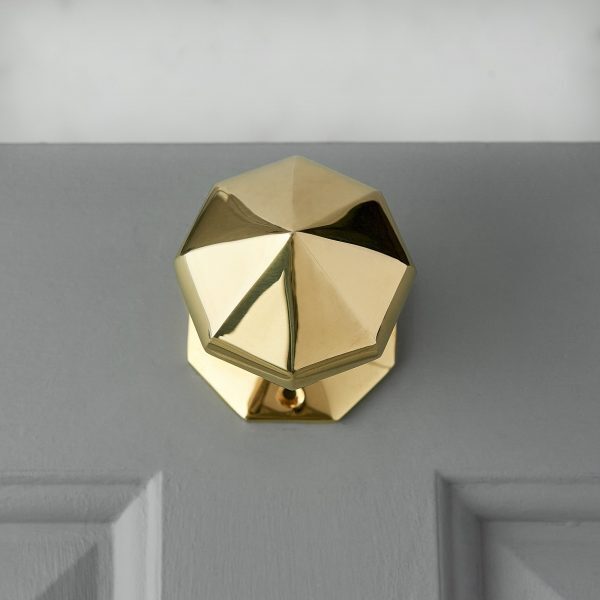Pointed Octagonal Door Knobs (Pair) - Brass - Image 2